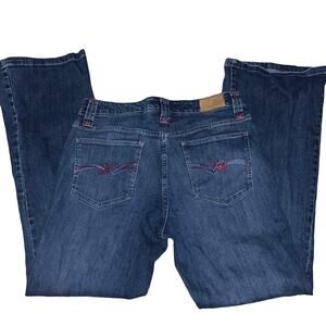TOMMY‎ HILFIGER low rise flare embroidered pocket blue jeans 12